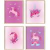 imageHaus and Hues Animal Nursery Art Prints  Set of 4 Baby Nursery Wall Decor for Boys and Girls Baby Boy Room Dcor Kids Bathroom Dcor Animal Pictures Wall Art Black Frame 11x14Unicorn