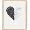 imageHAUS AND HUES Custom Heart Shaped Map Poster  Personalized Gift for Him ampamp Her  Unique Couples Poster  Gift for Wedding Newlyweds Anniversary Birthdays Engagements Day Wife or GirlfriendFramed