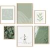 imageHAUS AND HUES Framed Abstract Wall Art Famous Artist Paintings Abstract Colorful Wall Art Geometric Wall Decor Abstract Modern Framed Painting Set Klint Artist Posters with Beige FrameGreen Zen