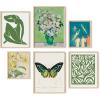 imageHAUS AND HUES Framed Abstract Wall Art Famous Artist Paintings Abstract Colorful Wall Art Geometric Wall Decor Abstract Modern Framed Painting Set Klint Artist Posters with Beige FrameGreen Classics