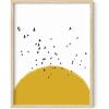 imageHAUS AND HUES Sun Art Print  Nordic Wall Art  Yellow Wall Decor Mid Century Modern Poster Scandinavian Art Black Frame 12x16sun and birds