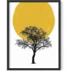 imageHAUS AND HUES Sun Art Print  Nordic Wall Art  Yellow Wall Decor Mid Century Modern Poster Scandinavian Art Black Frame 12x16sun and tree