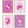 imageHaus and Hues Animal Nursery Art Prints  Set of 4 Baby Nursery Wall Decor for Boys and Girls Baby Boy Room Dcor Kids Bathroom Dcor Animal Pictures Wall Art Black Frame 11x14Unicorn
