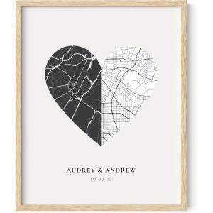 imageHAUS AND HUES Custom Heart Shaped Map Poster  Personalized Gift for Him ampamp Her  Unique Couples Poster  Gift for Wedding Newlyweds Anniversary Birthdays Engagements Day Wife or GirlfriendFramed