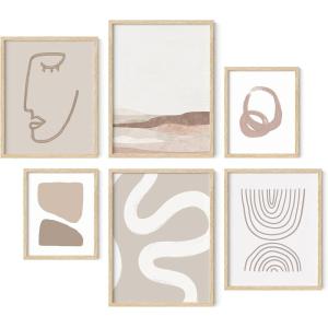 imageHAUS AND HUES Framed Abstract Wall Art Famous Artist Paintings Abstract Colorful Wall Art Geometric Wall Decor Abstract Modern Framed Painting Set Klint Artist Posters with Beige FrameCream