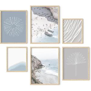 imageHAUS AND HUES Framed Abstract Wall Art Famous Artist Paintings Abstract Colorful Wall Art Geometric Wall Decor Abstract Modern Framed Painting Set Klint Artist Posters with Beige FrameBeachy