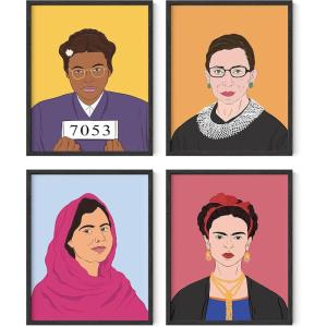 imageHAUS AND HUES Inspirational Feminist Poster Set of 4 Inspirational Wall Art Posters for Teen Girls Room  Wall Art Prints ampamp Decor for Women  Womens History Month Poster  UNFRAMED 11x14Black Framed