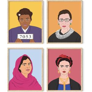 imageHAUS AND HUES Inspirational Feminist Poster Set of 4 Inspirational Wall Art Posters for Teen Girls Room  Wall Art Prints ampamp Decor for Women  Womens History Month Poster  UNFRAMED 11x14Beige Framed