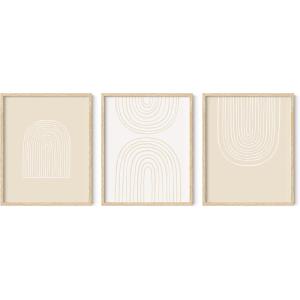 imageHAUS AND HUES Mandala Wall Art  Set of 3 Mexican Tile Art Modern Abstract Wall Art Moroccan Painting Neutral Art Abstract Geometric Art Abstract Kitchen Wall Art Boho Mandala 24x36 UnframedNeutral Arch