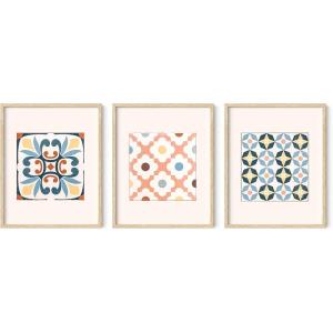 imageHAUS AND HUES Tiles Art Print Set of 324x36  Framed BeigeTiles