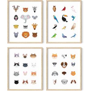 imageHaus and Hues Animal Nursery Art Prints  Set of 4 Baby Nursery Wall Decor for Boys and Girls Baby Boy Room Dcor Kids Bathroom Dcor Animal Pictures Wall Art Black Frame 11x14Safari