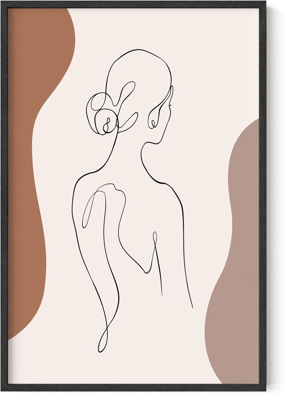 imageHAUS AND HUES Couple Kissing Wall Art  Minimalist Line Art Romantic Silhouette Poster Bedroom Wall Decor Beige Frame 12quotx16quotColored Woman