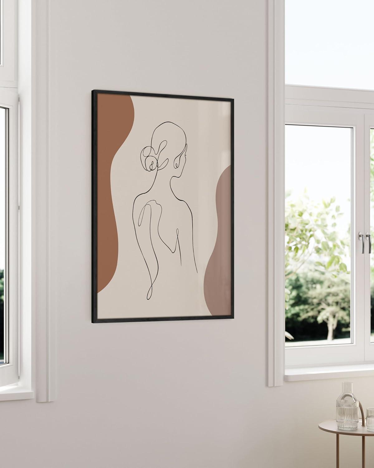 imageHAUS AND HUES Couple Kissing Wall Art  Minimalist Line Art Romantic Silhouette Poster Bedroom Wall Decor Beige Frame 12quotx16quotColored Woman