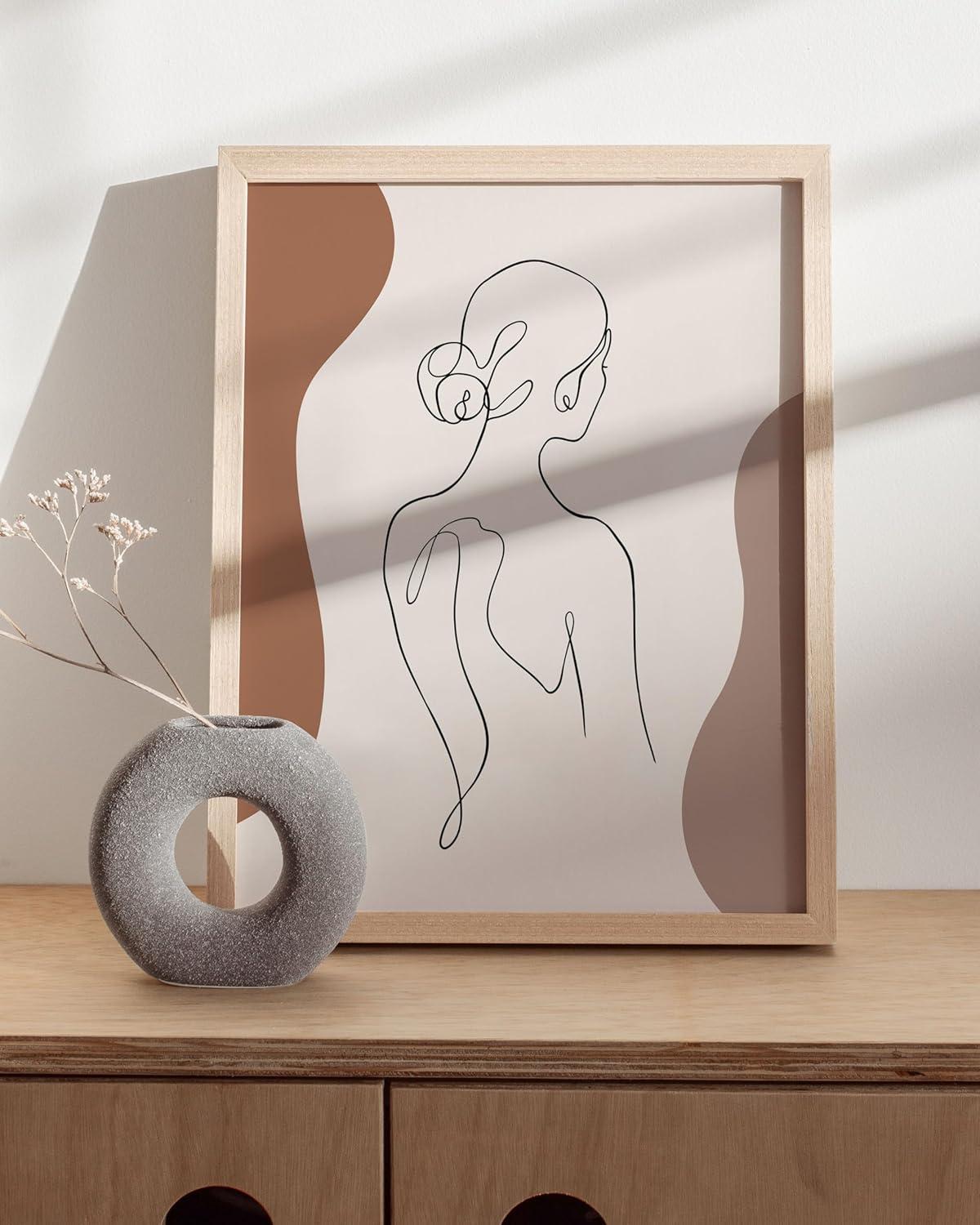 imageHAUS AND HUES Couple Kissing Wall Art  Minimalist Line Art Romantic Silhouette Poster Bedroom Wall Decor Beige Frame 12quotx16quotColored Woman
