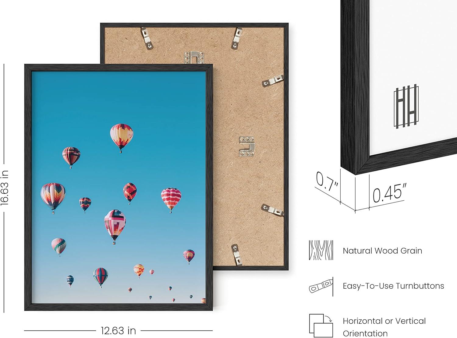 imageHAUS AND HUES Hot Air Balloon Poster  Colorful Balloon Decorations Festive Summer Wall Decor Beautiful Scenery Wall Art Beige Frame 12x16Hot Air Balloons