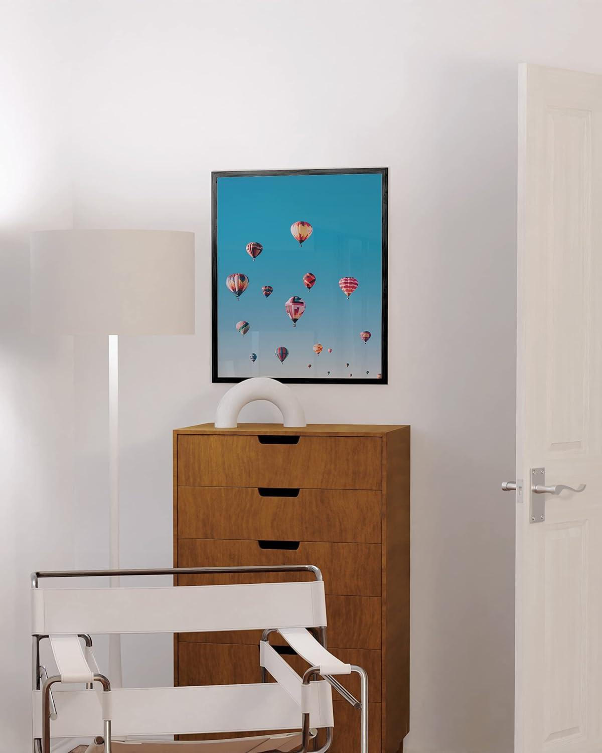 imageHAUS AND HUES Hot Air Balloon Poster  Colorful Balloon Decorations Festive Summer Wall Decor Beautiful Scenery Wall Art Beige Frame 12x16Hot Air Balloons
