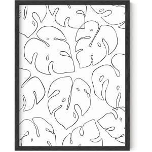 imageHAUS AND HUES Minimalist Line Art  Woman Silhouette Print Abstract Face Collage Modern Wall Decor Beige Frame 16x20Monstera Collage