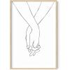 imageHAUS AND HUES Pinky Promise Wall Art  Minimalist Line Drawing Holding Hands Romantic Decor Couple Poster Black Frame 24x36Holding Hands