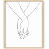 imageHAUS AND HUES Pinky Promise Wall Art  Minimalist Line Drawing Holding Hands Romantic Decor Couple Poster Black Frame 24x36Holding Hands