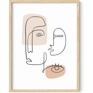 imageHAUS AND HUES Minimalist One Line Wall Art  Minimalist Poster Wall Art of Women Feminist Wall Art Minimalist Wall Art Woman Art Print Boho Prints Black Frame 16x20Colored Abstract Face
