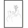 imageHAUS AND HUES Minimalist Picture Line Drawing Wall Art Minimal Wall Art Minimalist Poster Minimalist Line Art Minimalist Art Wall Decor Simple Poster UNFRAMED 12 x 16 Colored Abstract FaceWoman with Flower