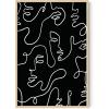 imageHAUS AND HUES Tropical Leaf Wall Art  Monstera ampamp Palm Prints Botanical Line Drawing Greenery Decor Black Frame 24x36Black Face Collage