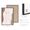 imageHAUS AND HUES Tropical Leaf Wall Art  Monstera ampamp Palm Prints Botanical Line Drawing Greenery Decor Black Frame 24x36Colored Woman