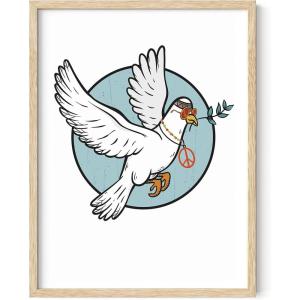 imageHAUS AND HUES Dove of Peace Hippie Poster  Dove Wall Art Indie Hippie Posters for Bedroom Peace Dove Decor Retro Wall Art Boho Room Decor Hippie Art Print Unframed 12 x 16Hippie Dove