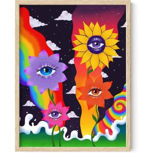 imageHAUS AND HUES Indie ampamp Y2K Posters  Aesthetic Preppy Wall Art Cool Blue Prints for Teen Girls Bedroom Decor Unframed 12x16Funky Flowers