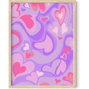 imageHAUS AND HUES Indie ampamp Y2K Posters  Aesthetic Preppy Wall Art Cool Blue Prints for Teen Girls Bedroom Decor Unframed 12x16Pink and Purple Hearts