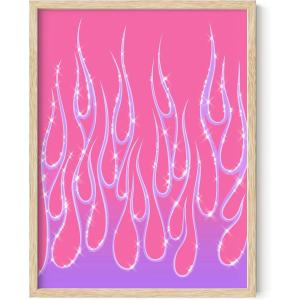 imageHAUS AND HUES Indie ampamp Y2K Posters  Aesthetic Preppy Wall Art Cool Blue Prints for Teen Girls Bedroom Decor Unframed 12x16Purple Hot Flames
