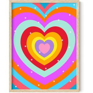 imageHAUS AND HUES Indie ampamp Y2K Posters  Aesthetic Preppy Wall Art Cool Blue Prints for Teen Girls Bedroom Decor Unframed 12x16Rainbow Heart