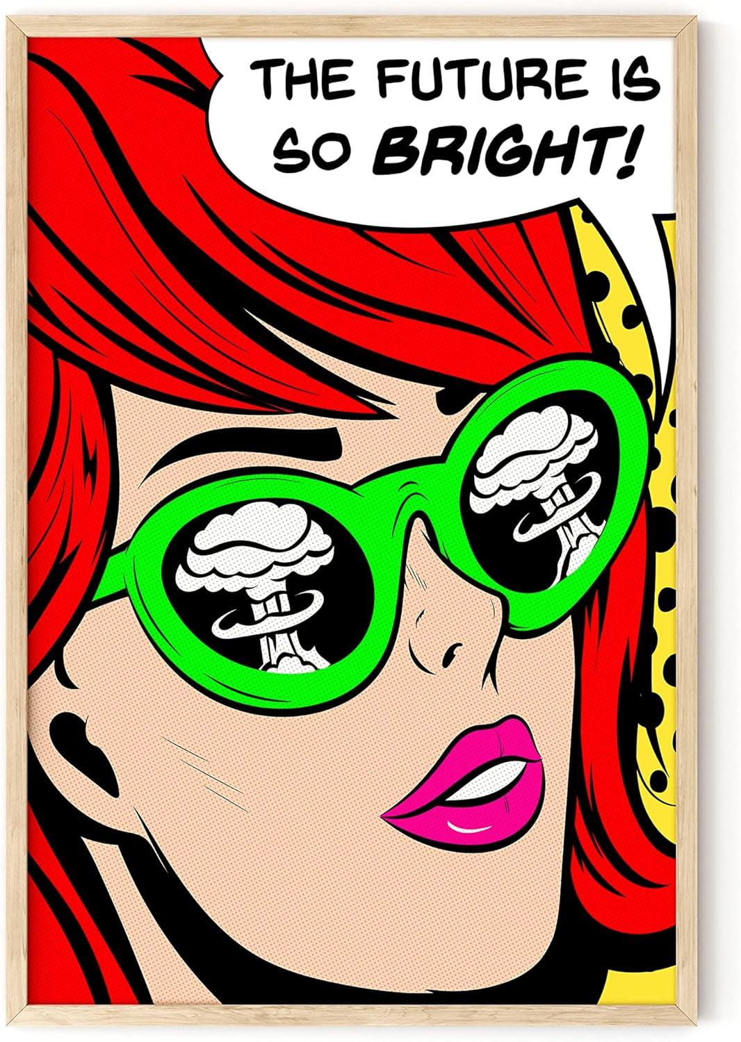 imageRipGrip Pop Art and Vintage Poster Print  Trendy Andy Warhol Wall Art Dope Posters Cool College Posters Dorm Wall Decor Cool Wall Art Unframed 12quotx 16quot The Future is BrightRed
