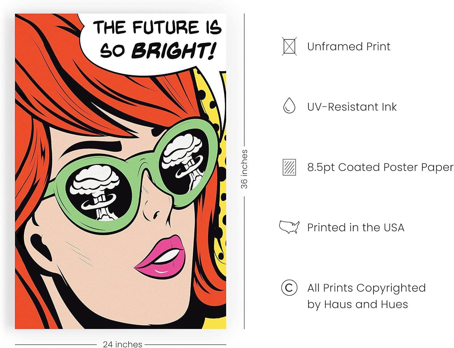 imageRipGrip Pop Art and Vintage Poster Print  Trendy Andy Warhol Wall Art Dope Posters Cool College Posters Dorm Wall Decor Cool Wall Art Unframed 12quotx 16quot The Future is BrightRed