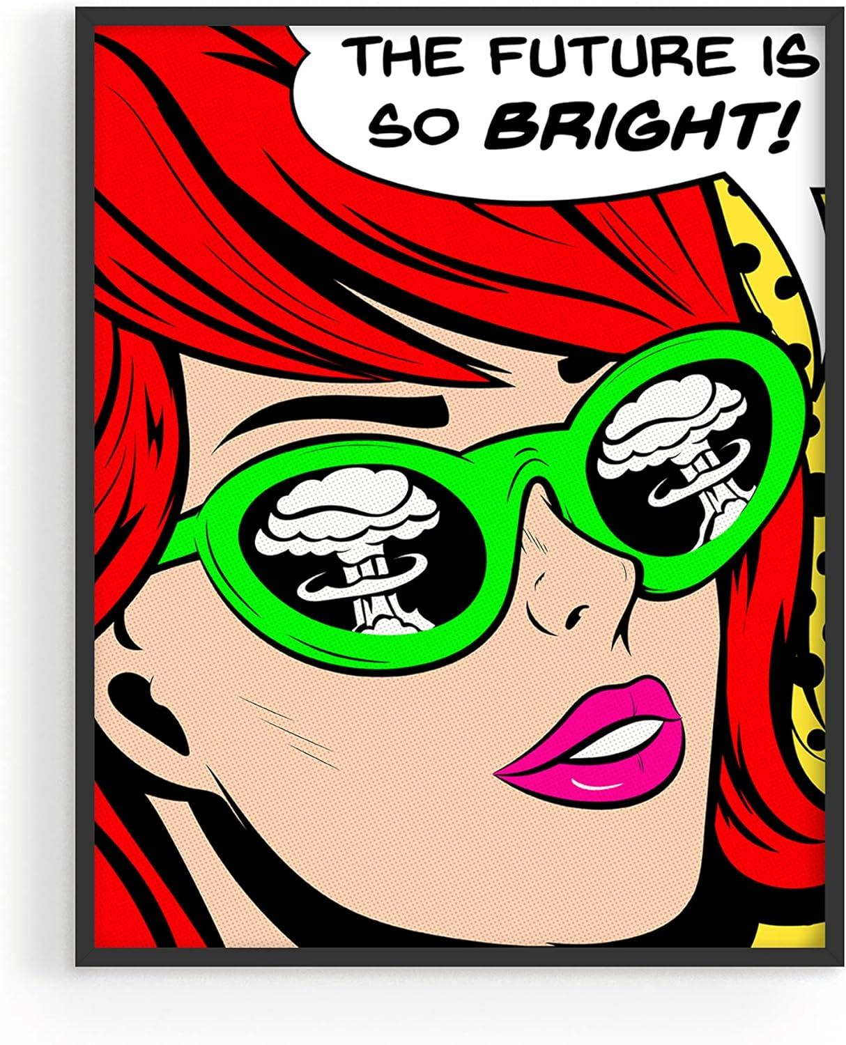 imageRipGrip Pop Art and Vintage Poster Print  Trendy Andy Warhol Wall Art Dope Posters Cool College Posters Dorm Wall Decor Cool Wall Art Unframed 12quotx 16quot The Future is BrightRed