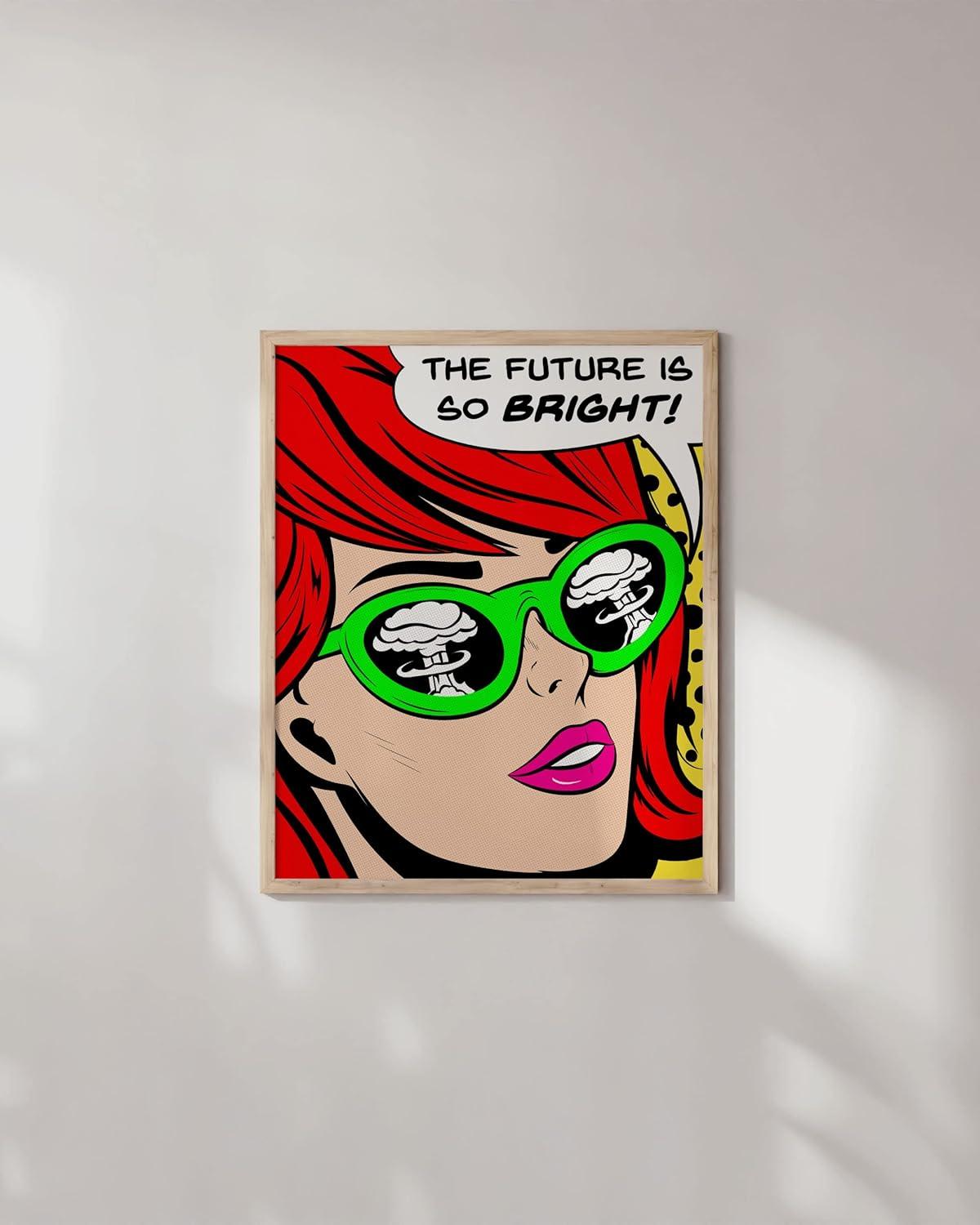 imageRipGrip Pop Art and Vintage Poster Print  Trendy Andy Warhol Wall Art Dope Posters Cool College Posters Dorm Wall Decor Cool Wall Art Unframed 12quotx 16quot The Future is BrightRed