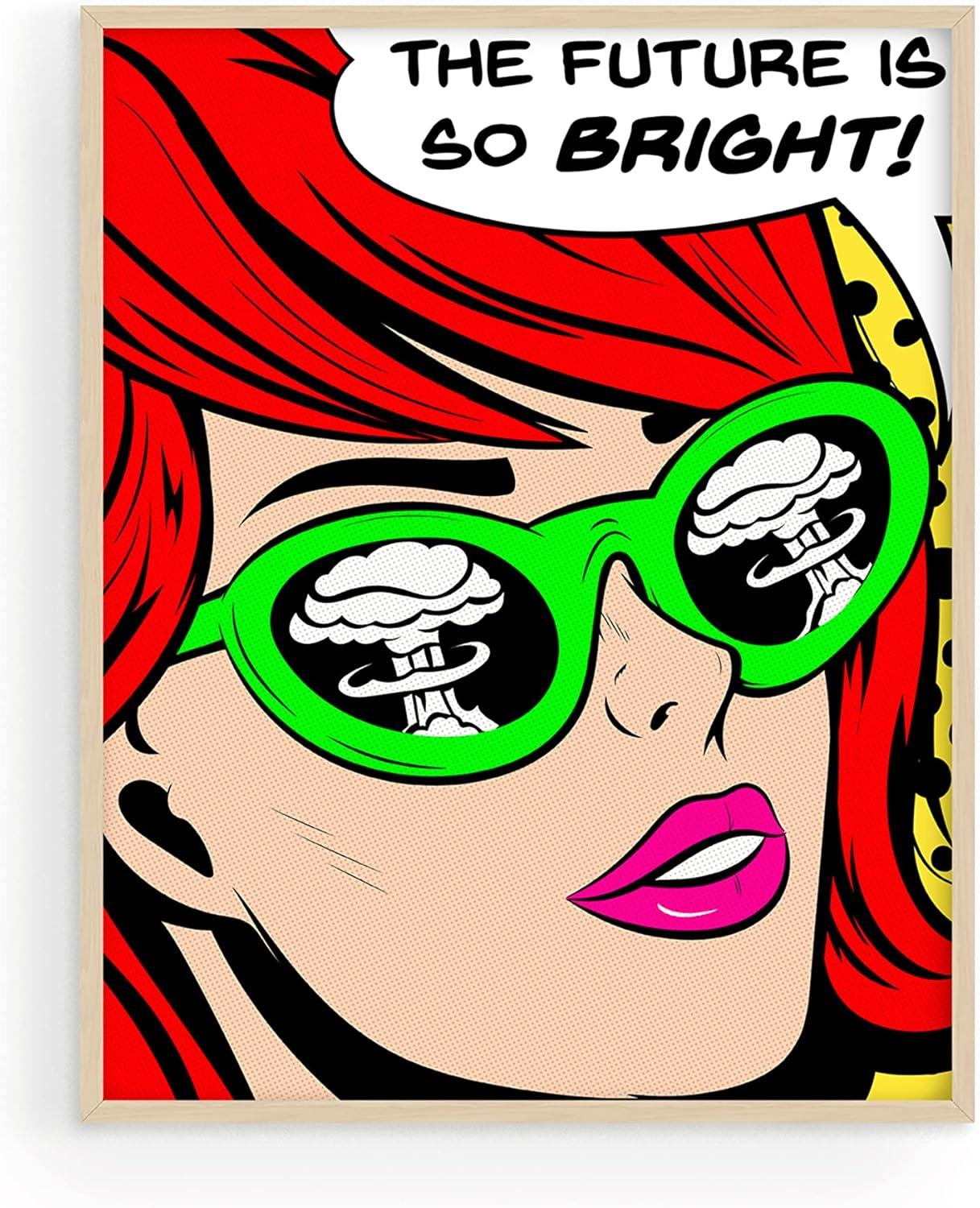 imageRipGrip Pop Art and Vintage Poster Print  Trendy Andy Warhol Wall Art Dope Posters Cool College Posters Dorm Wall Decor Cool Wall Art Unframed 12quotx 16quot The Future is BrightRed