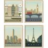 imageHAUS AND HUES City Wall Art Vintage Travel Posters  Set of 4 Travel Wall Art Posters of London New York Print Paris Wall Poster and Amsterdam City Wall Decor Unframed 16x20Beige Framed