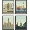 imageHAUS AND HUES City Wall Art Vintage Travel Posters  Set of 4 Travel Wall Art Posters of London New York Print Paris Wall Poster and Amsterdam City Wall Decor Unframed 16x20Black Framed