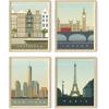 imageHAUS AND HUES City Wall Art Vintage Travel Posters  Set of 4 Travel Wall Art Posters of London New York Print Paris Wall Poster and Amsterdam City Wall Decor Unframed 16x20Beige Framed