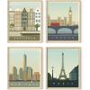 imageHAUS AND HUES City Wall Art Vintage Travel Posters  Set of 4 Travel Wall Art Posters of London New York Print Paris Wall Poster and Amsterdam City Wall Decor Unframed 16x20Unframed