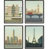 imageHAUS AND HUES City Wall Art Vintage Travel Posters  Set of 4 Travel Wall Art Posters of London New York Print Paris Wall Poster and Amsterdam City Wall Decor Unframed 16x20Black Framed