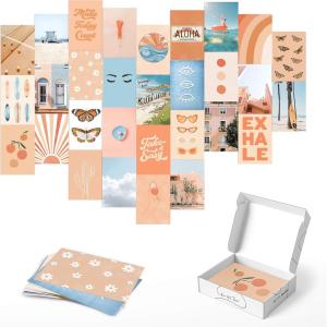 imageHAUS AND HUES Photo Collage Kit for Wall Aesthetic Dcor Beach Aesthetic Posters ampamp Aesthetic Pictures for Wall Collage  Blue Aesthetic Room Decor Photo Collage Kit for Wall Blue Set of 30Peach