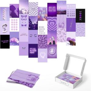 imageHAUS AND HUES Photo Collage Kit for Wall Aesthetic Dcor Beach Aesthetic Posters ampamp Aesthetic Pictures for Wall Collage  Blue Aesthetic Room Decor Photo Collage Kit for Wall Blue Set of 30Purple