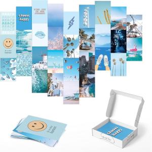 imageHAUS AND HUES Photo Collage Kit for Wall Aesthetic Dcor Beach Aesthetic Posters ampamp Aesthetic Pictures for Wall Collage  Blue Aesthetic Room Decor Photo Collage Kit for Wall Blue Set of 30Blue