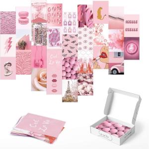imageHAUS AND HUES Photo Collage Kit for Wall Aesthetic Dcor Beach Aesthetic Posters ampamp Aesthetic Pictures for Wall Collage  Blue Aesthetic Room Decor Photo Collage Kit for Wall Blue Set of 30Pink