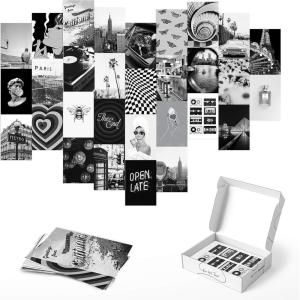 imageHAUS AND HUES Photo Collage Kit for Wall Aesthetic Dcor Beach Aesthetic Posters ampamp Aesthetic Pictures for Wall Collage  Blue Aesthetic Room Decor Photo Collage Kit for Wall Blue Set of 30Black  White