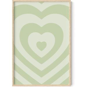 imageHAUS AND HUES Sage Green Wall Dcor  Teen Wall Art Hearts Sage Green Room Decor Aesthetic Cute Posters Aesthetic Heart Wall Art Wall Poster Aesthetic Dark Green Decor 24 x 36 Framed Beige
