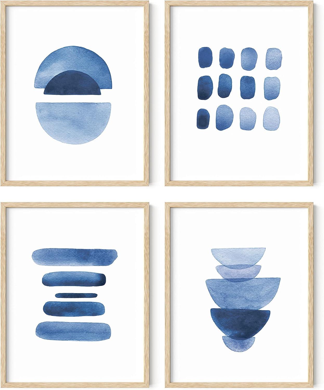imageHAUS AND HUES Abstract Blue Wall Art Prints Set of 4  Abstract Art Wall Decor for Living Room  Watercolor Prints Navy Blue Wall Art  UNFRAMED 16 x 20Abstract Blue