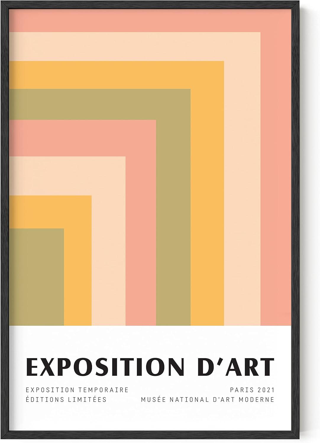 imageHAUS AND HUES Blue Aesthetic Daisy Artwork Indie Room Posters Trendy Wall Art Danish Pastel Decor Beige Frame 16x20Colorful Geometric Angles